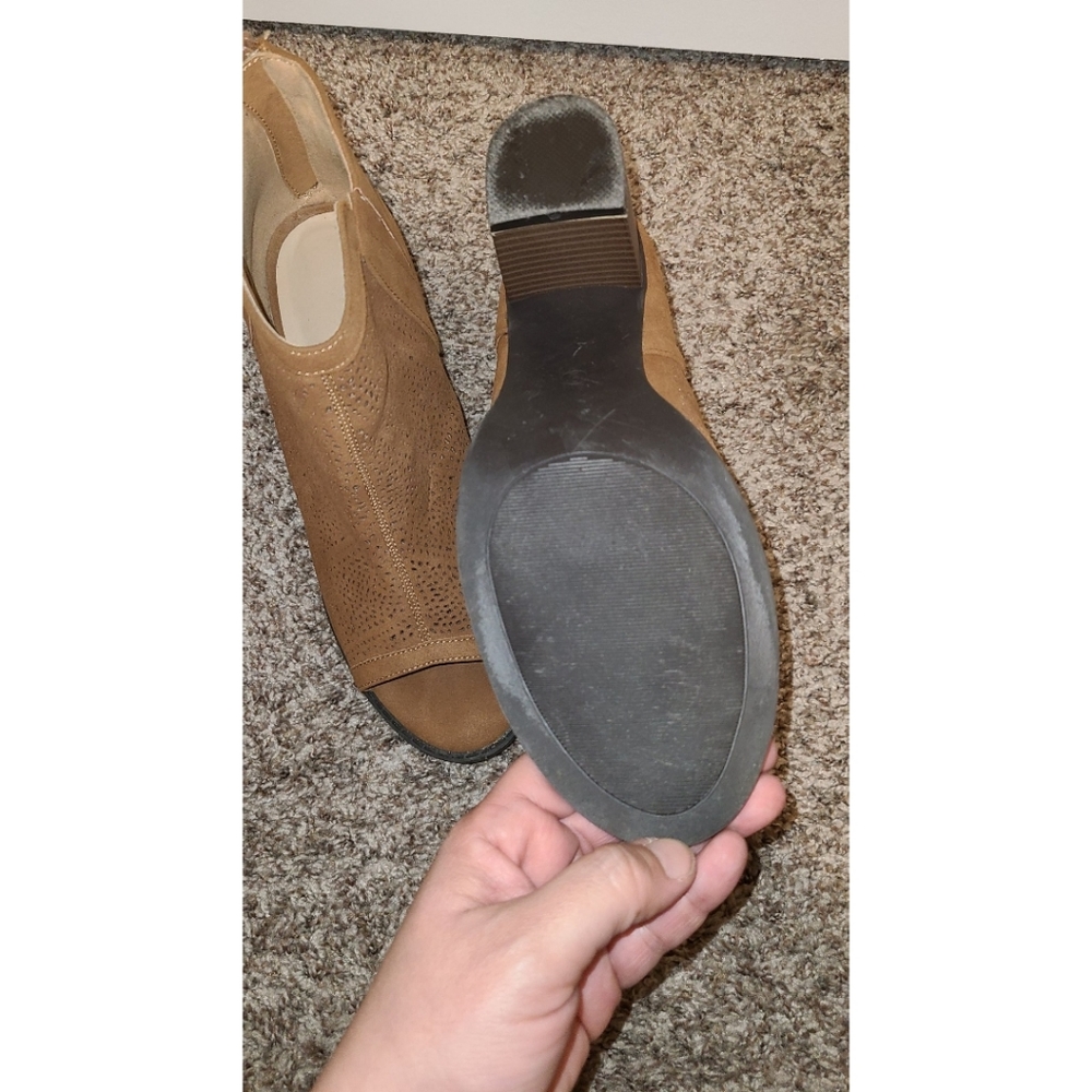Cato open toe brown booties womens 9 - Picture 3 of 4